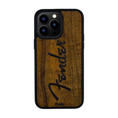 Fender Koa Horizontal Spaghetti Logo Engraved & Inked | iPhone Case