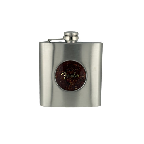 Fender Spaghetti Logo on Tortoise Shell Whiskey Flask