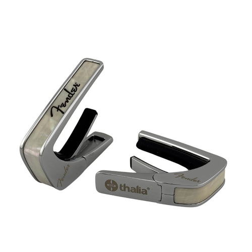 Fender Mother of Pearl with Black Spaghetti Logo | Officially Licensed Capo