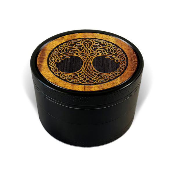 Tree of Life Carved Wooden Herb Grinder 3 Round - United States