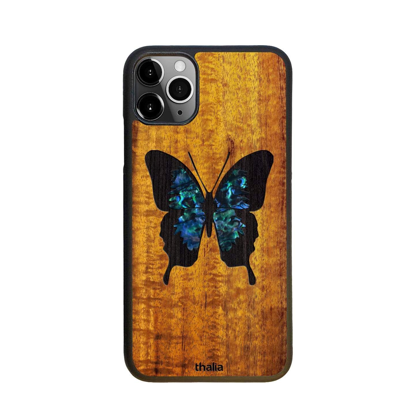KT Imprinting Flower Series-2 Butterfly Pattern Imprinting Leather Phone  CoverProtector with Strap for iPhone 13 Pro 6.1 inch - Grey Wholesale